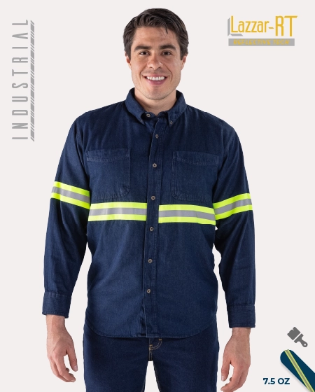 Camisa con reflejante de mezclilla