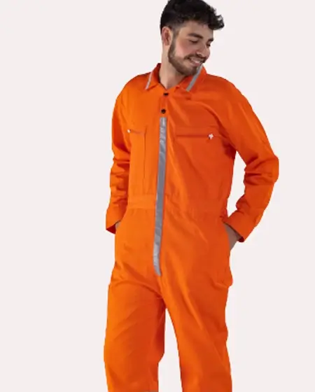 High-visibility orange coverall (Pemex Style)