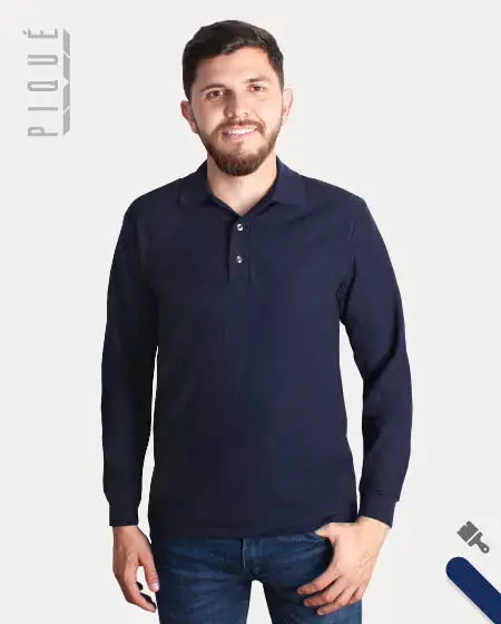 Playera Tipo Polo Manga Larga 